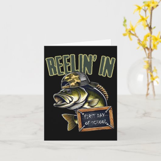 Carte Teen Boys Fishing Reeling In First Day Of School B (Fleur jaune)