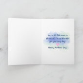 Carte Teinture d'aquarelle bleu teint Joyeux fête des mè (Intérieur)
