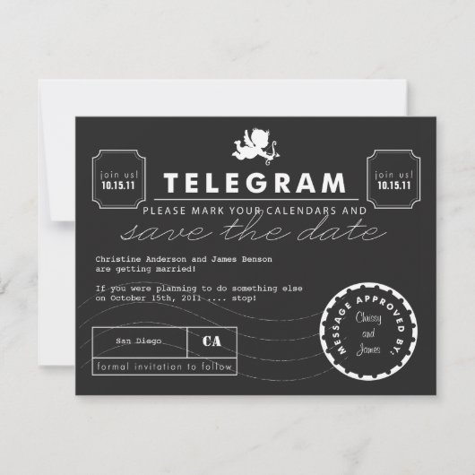 Carte Telegram moderne Enregistrer la date (Devant)
