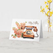 Carte Téléphone vintage Avec Fleurs (Fleur jaune)