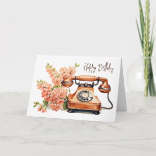 Carte Téléphone vintage Avec Fleurs