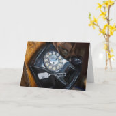 Carte Téléphone vintage noir (Fleur jaune)