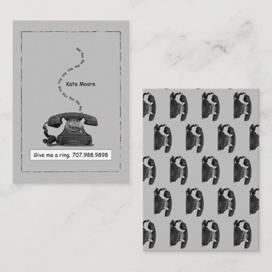Carte téléphonique vintage gris (Devant / Derrière)