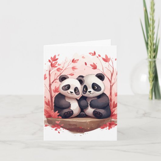 Carte Tellement heureux ensemble Panda paire (Devant)