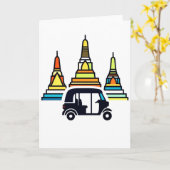 Carte Temples thaïlandais et tuk tuks (Fleur jaune)
