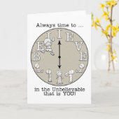 Carte Temps au Croire-Petits garçon et horloge (Fleur jaune)