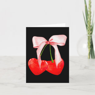 Carte Tendance Cerise Fille Douce Ère Rose Nœud Ruban Va
