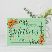 Carte Tendance florale orange vert joyeuse fête des mère (Debout devant)