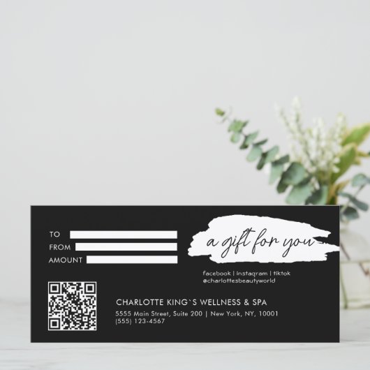 Carte tendance, moderne, écriture manuscrite, avec qr-co (Debout devant)