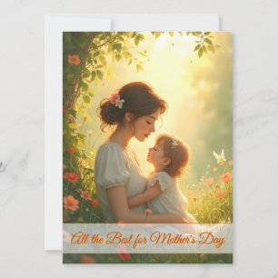 Carte Tendre Amour Maternel dans une Lumière Épanouie