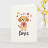 Carte tendre d'amour de chiot (Fleur jaune)