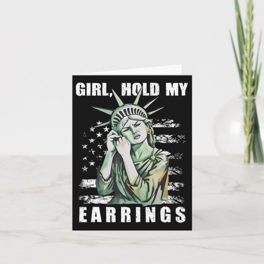 Carte Tenez Mes Boucles D'Oreilles Statue Résiste Subtil (Devant)