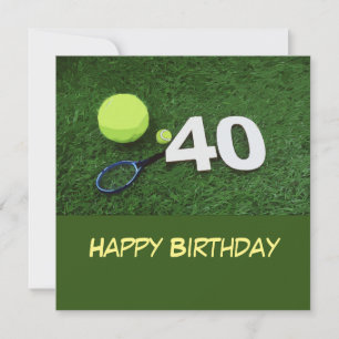 Carte Tennis 40e Anniversaire avec balle de tennis sur v