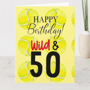 Carte Tennis 50e Anniversaire balle de tennis et nombre