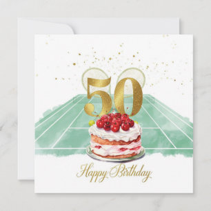 Carte Tennis 50e anniversaire raquette de tennis balle 