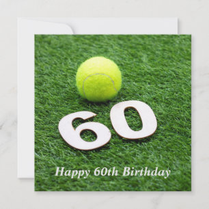 Carte Tennis 60e anniversaire avec balle de tennis