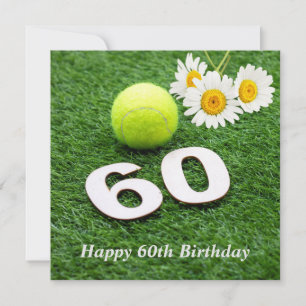 Carte Tennis 60e anniversaire avec balle de tennis