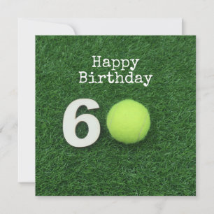 Carte Tennis 60e anniversaire avec balle de tennis et no