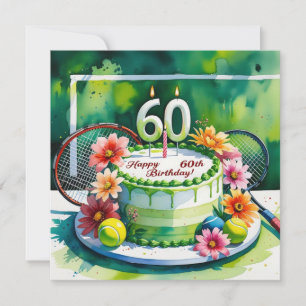 Carte Tennis 60e anniversaire avec balle de tennis et no
