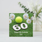 Carte Tennis 60e anniversaire avec des fleurs (Debout devant)