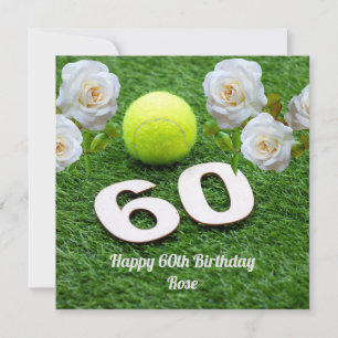 Carte Tennis 60e anniversaire avec des fleurs