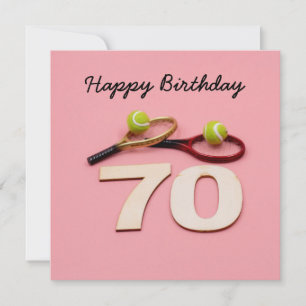 Carte Tennis 70e anniversaire avec balle et raquette sur