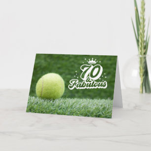 Carte Tennis 70e anniversaire avec balle sur l'herbe ver