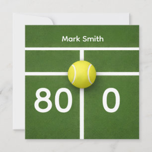 Carte TENNIS 80e anniversaire sur le court de tennis 