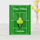 Carte Tennis Ajouter un nom Anniversaire (Fleur jaune)