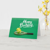 Carte Tennis Anniversaire Amour sur vert (Fleur jaune)