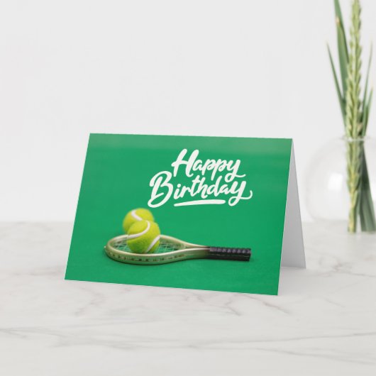 Carte Tennis Anniversaire Amour sur vert (Devant)