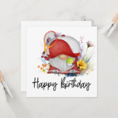 Carte Tennis Anniversaire avec boule et fleurs (Devant/Arrière en situation)