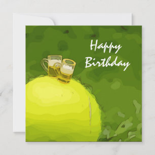 Carte Tennis Anniversaire avec boule et verre de bière