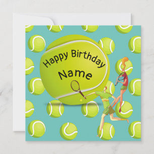 Carte Tennis Anniversaire avec joueur de tennis