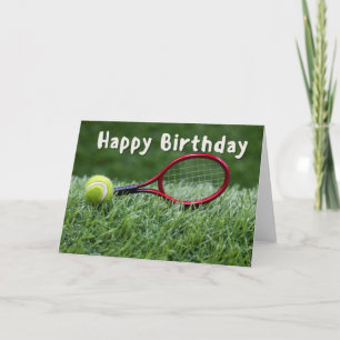 Carte Tennis Anniversaire sur gazon vert