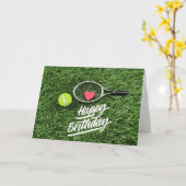 Carte Tennis avec raquette pour les souhaits d'anniversa (Fleur jaune)