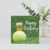 Carte Tennis ball avec Bière Anniversaire (Debout devant)