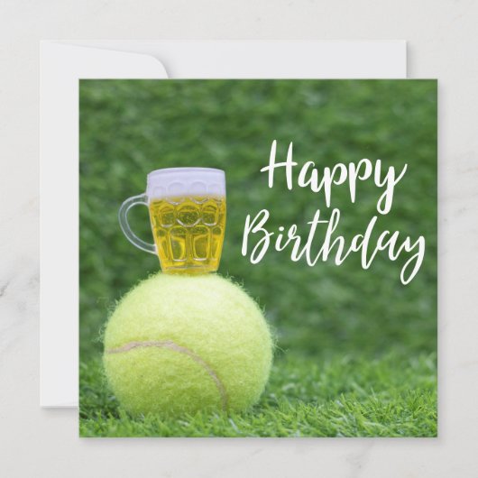 Carte Tennis ball avec Bière Anniversaire (Devant)