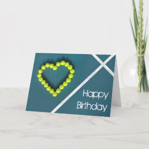 Carte Tennis coeur heureux Anniversaire personnalisé