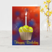 Carte Tennis Cupcake Joyeux Anniversaire (Fleur jaune)