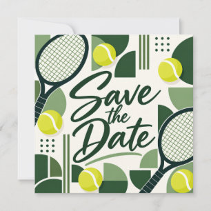 Carte Tennis Enregistrez la Date Raquette et Design de B