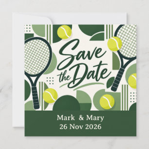 Carte Tennis Enregistrez la Date Raquette et Design de B