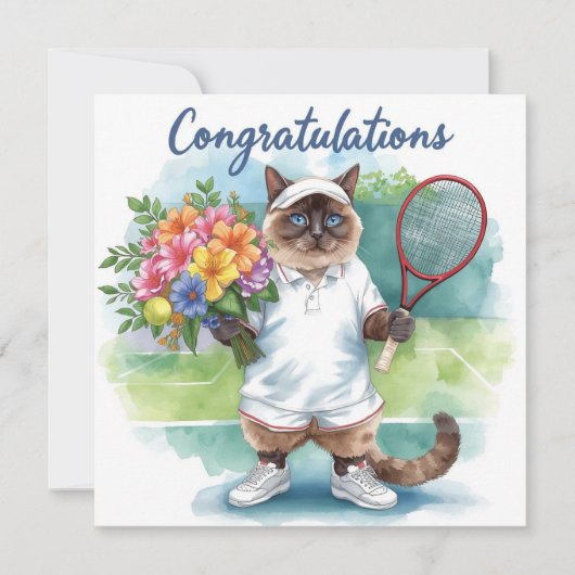 Carte Tennis Félicitations avec fleurs à la main (Devant)