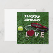 Carte Tennis Joyeux Anniversaire Amour avec balle et raq (Devant / Derrière)