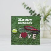 Carte Tennis Joyeux Anniversaire Amour avec balle et raq (Debout devant)