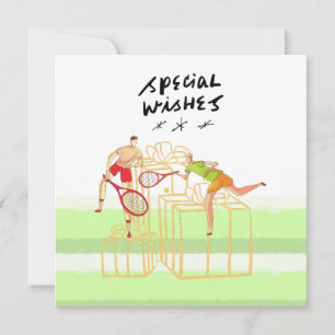 Carte Tennis Joyeux Anniversaire au tennis joueurs