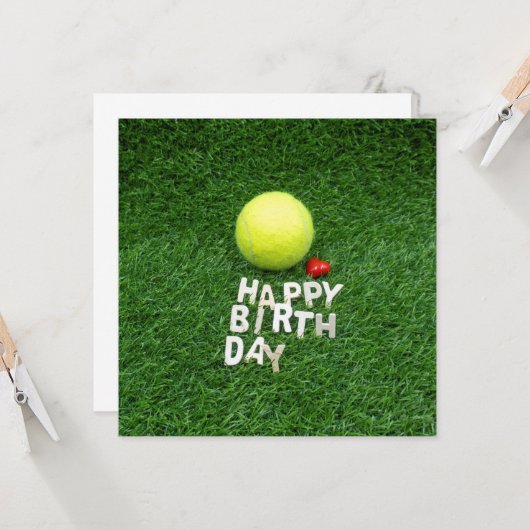Carte Tennis Joyeux anniversaire avec amour forme coeur (Devant/Arrière en situation)