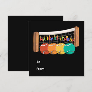 Carte Tennis Joyeux Anniversaire avec balle sur le court