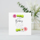 Carte Tennis Joyeux Anniversaire avec fleurs (Debout devant)
