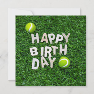 Carte Tennis Joyeux Anniversaire avec Tennis ball sur ve